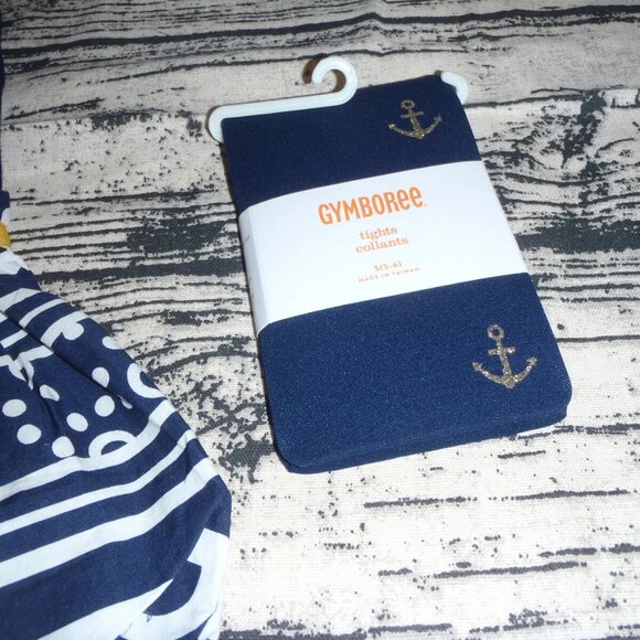 Gymboree Cape Cod Cutie Navy Size 5 Dress Headband Purse Tights NWT Set - Picture 7 of 7